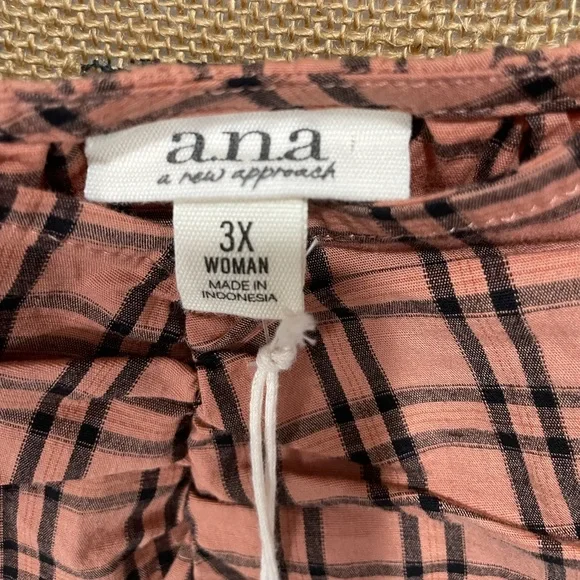 a.n.a Plaid Puff Sleeve Dress in Orange and Black - Picture 5 of 15